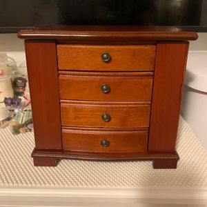 Vintage jewelry box organizer wood brown